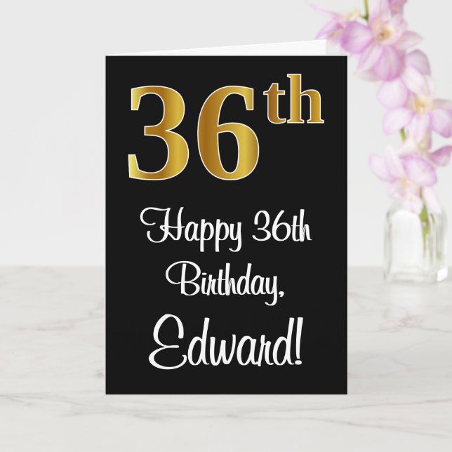 Tarjeta 36 cumpleaños ~ Elegante lujoso Faux Gold Look # (Orquídea)