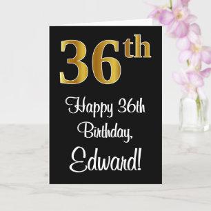 Tarjeta 36 cumpleaños ~ Elegante lujoso Faux Gold Look #