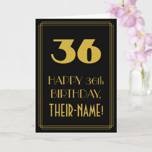 Tarjeta 36 Cumpleaños – Look Inspirado en Art Deco "36" y 