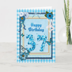 Tarjeta 37.º cumpleaños con un efecto scrapbook