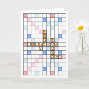 Tarjeta 37.º cumpleaños, tabla de juegos de palabras