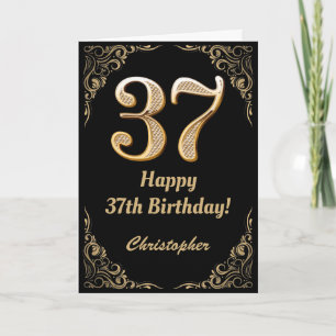 Tarjeta 37.º marco Purpurina negro y dorado