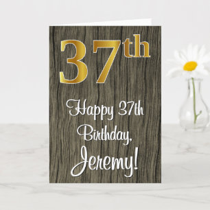 Tarjeta 37 Aniversario: Elegante Faux Gold Look #, Faux Wo