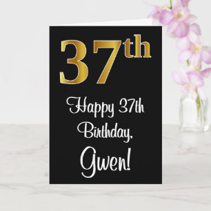 Tarjeta 37 Aniversario ~ Elegante Lujoso Faux Gold Look #