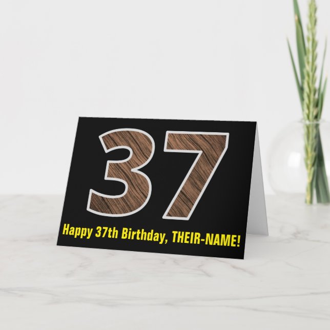 Tarjeta 37 Aniversario: Nombre + Patrón de grano de madera (Anverso)