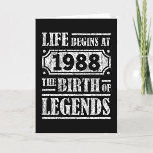 Tarjeta 37 Años De Edad 1988 Nacimiento De Leyenda 37 Años