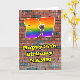 Tarjeta 37° cumpleaños: Arcoiris 37 inspirado en graffiti 