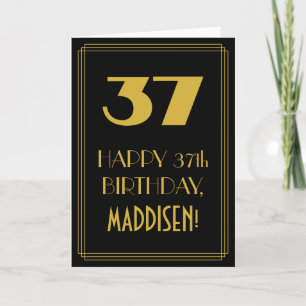 Tarjeta 37 cumpleaños ~ Art Deco Inspirado Aspecto "37" y