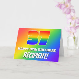 Tarjeta 37° cumpleaños: Patrón arcoiris multicolor # 37