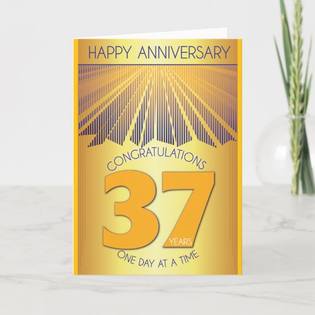 Tarjeta 37 Year Sober Anniversary | Golden Ray 12 Step  (Anverso)