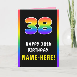 Tarjeta 38º cumpleaños: arcoiris colorido # 38, nombre per