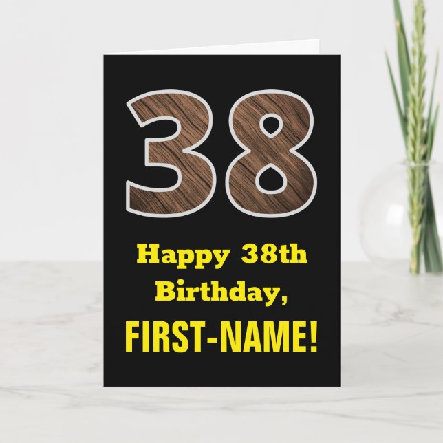 Tarjeta 38º cumpleaños: Nombre, Patrón de grano de madera  (Anverso)