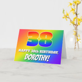 Tarjeta 38º cumpleaños: Patrón arcoiris multicolor # 38