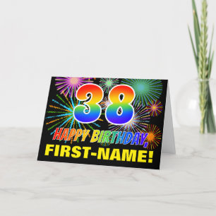 Tarjeta 38.º cumpleaños: Negrita, diversión, fuegos artifi