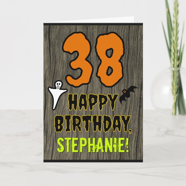 Tarjeta 38.º cumpleaños: Temática de Halloween espeluznant (Anverso)
