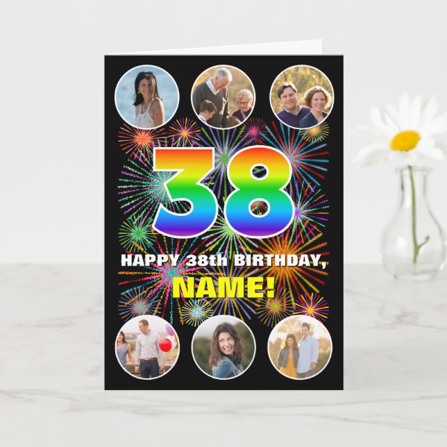 Tarjeta 38 Aniversario del arcoiris divertido #, nombre pe (Planta pequeña)