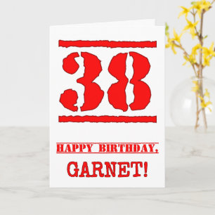 Tarjeta 38 Aniversario: Diversión, estampado rojo de goma
