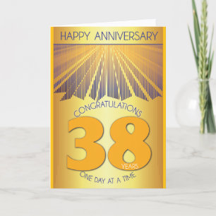 Tarjeta 38 Años de Aniversario Sobrio Paso 12 Rayo Dorad