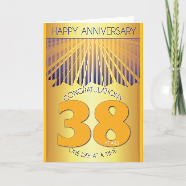 Tarjeta 38 Year Sober Anniversary | Golden Ray 12 Step  (Anverso)