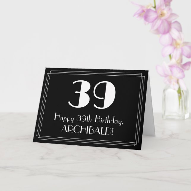 Tarjeta 39º cumpleaños ~ Art Deco Inspirado Aspecto "39",  (Orquídea)
