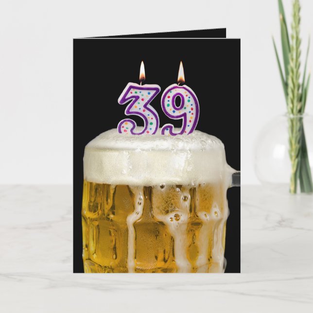 Tarjeta 39.ª Cerveza de cumpleaños con negro (Anverso)