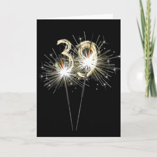 Tarjeta 39.º cumpleaños esparklers en negro