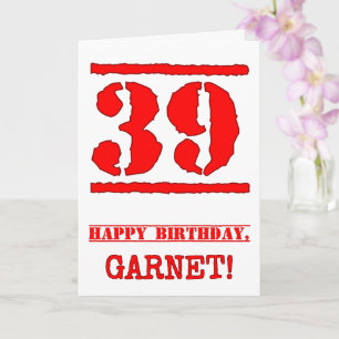 Tarjeta 39° cumpleaños: Diversión, estampado de goma roja