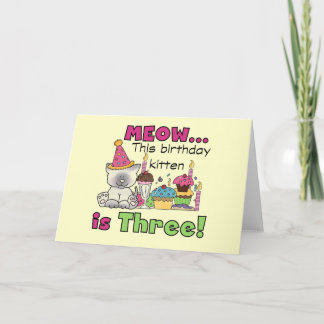 Tarjeta 3.ª camiseta y regalo de cumpleaños para gatitos