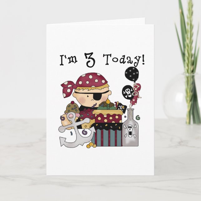 Tarjeta 3.ª camiseta y regalo pirata de cumpleaños (Anverso)