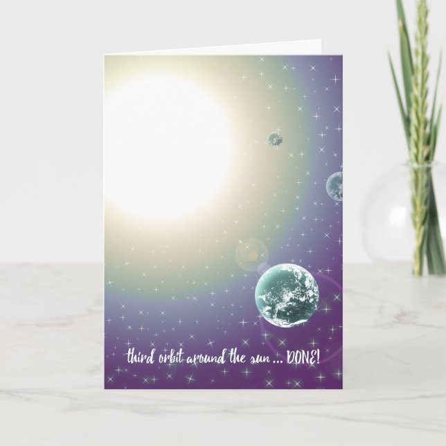 Tarjeta 3.ª órbita de cumpleaños alrededor del sol (Anverso)