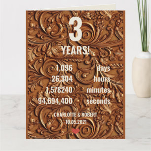Tarjeta 3.ᵉʳ aniversario de los bodas de cuero