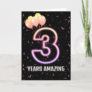 Tarjeta 3.ᵉʳ Balón de cumpleaños y Confetti