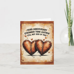 Tarjeta 3.ᵉʳ boda aniversario estonget que cuero