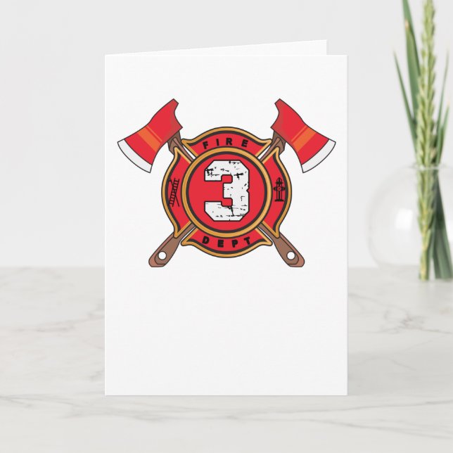 Tarjeta 3.ᵉʳ bombero regalo de cumpleaños niño de 3 años (Anverso)