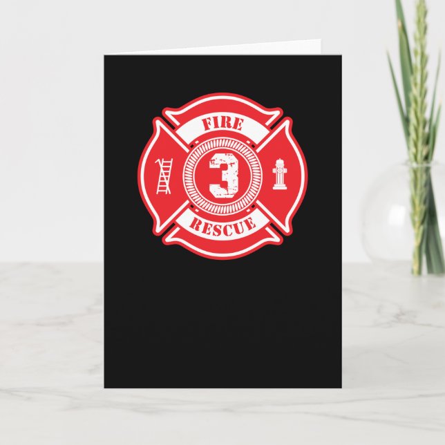 Tarjeta 3.ᵉʳ bombero regalo de cumpleaños niño de 3 años (Anverso)