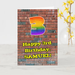 Tarjeta 3.ᵉʳ cumpleaños: Arcoiris 3 inspirado en graffiti 