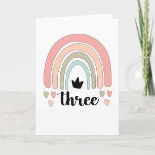 Tarjeta 3.ᵉʳ cumpleaños Boho Fiesta arcoiris niños de 3 añ
