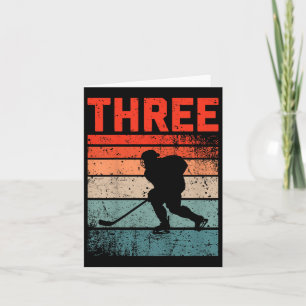 Tarjeta 3.ᵉʳ cumpleaños Hockey sobre hielo Retro Chica de 