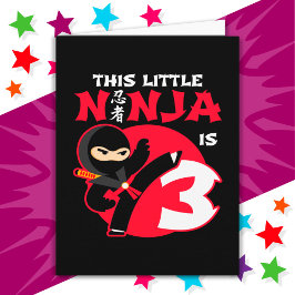 Tarjeta 3.ᵉʳ Cumpleaños Niña De 3 Años Fiesta Ninja 3