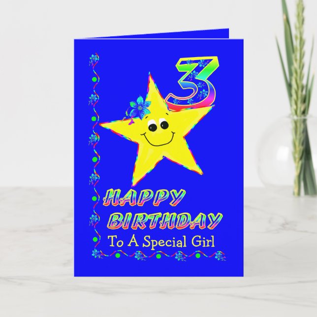 Tarjeta 3.ᵉʳ cumpleaños para Chica (Anverso)