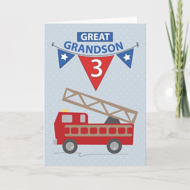 Tarjeta 3.ᵉʳ Gran Abuelo de Cumpleaños, Camión de Fuego (Anverso)