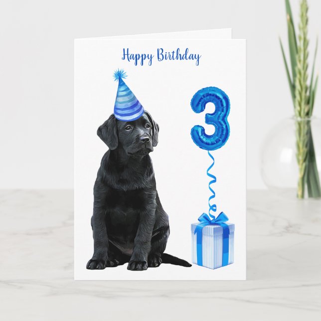 Tarjeta 3.ᵉʳ tema de la cachorro de cumpleaños - Cute Perr (Anverso)