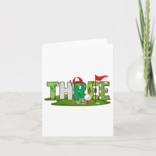 Tarjeta 3.ᵉʳ tema del golf de cumpleaños 3 años Parte depo