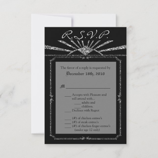 Tarjeta 3.5x5 R.S.V.P. Art Deco Roaring 20s GATSBY (Anverso)