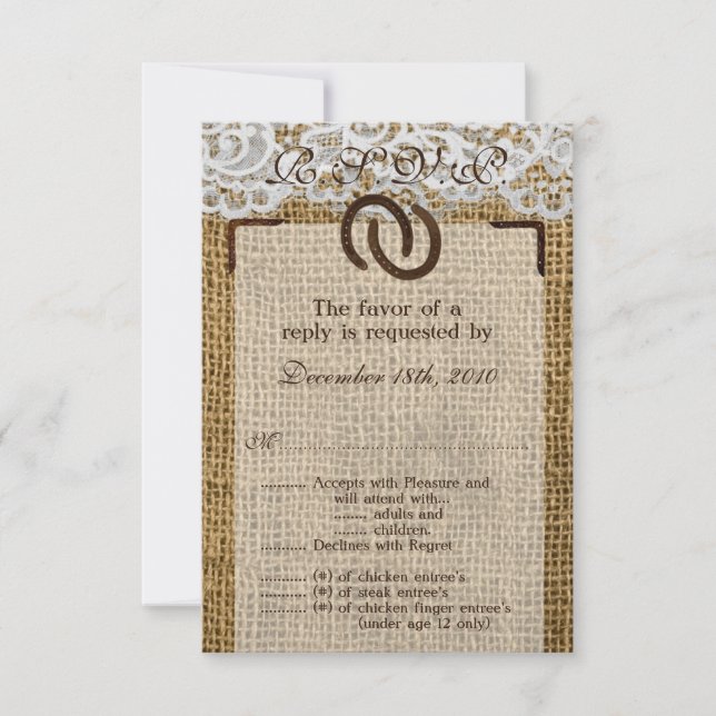 Tarjeta 3.5x5 R.S.V.P. Burlap (Anverso)