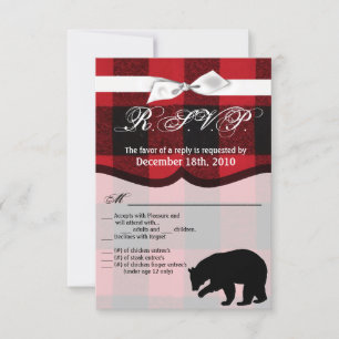 Tarjeta 3.5x5 R.S.V.P Color rojo Fundido Oso Negro