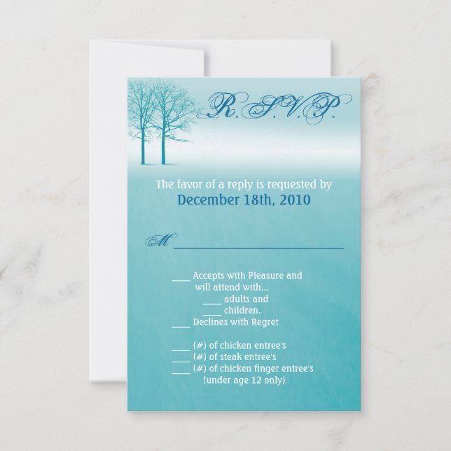 Tarjeta 3.5x5 R.S.V.P. Dos árboles de invierno sen (Anverso)
