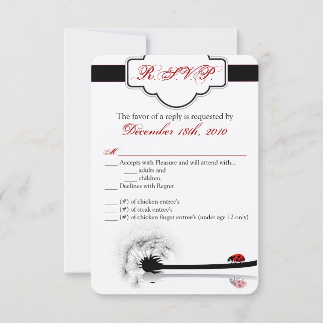 Tarjeta 3.5x5 R.S.V.P Lady Bug Dandilion Fllower I (Anverso)