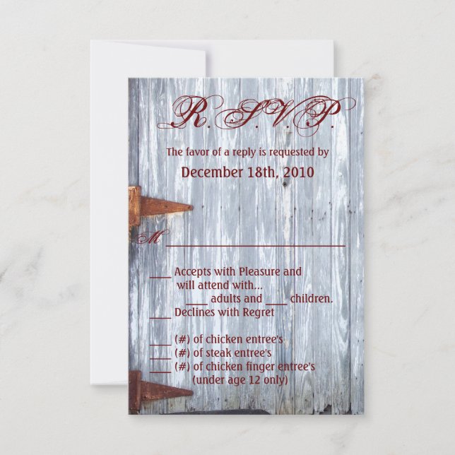 Tarjeta 3.5x5 R.S.V.P Lámina blanca Barnera de mad (Anverso)