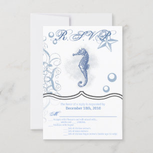 Tarjeta 3.5x5 R.S.V.P Mar ahorse Sea Ocean Beach